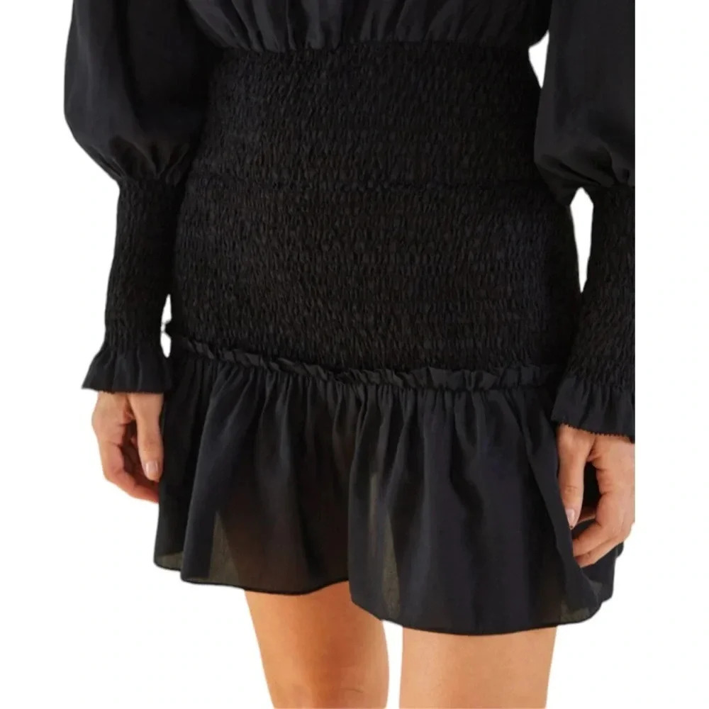 Farm Rio Black Heart Neckline Smocked Detail Mini Dress Size S NWT - Picture 5 of 14